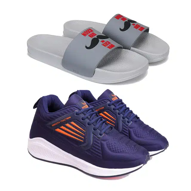 Combo of Men's Flip Flop & Sports Shoes (Pack of 2) (Multicolour, 7)