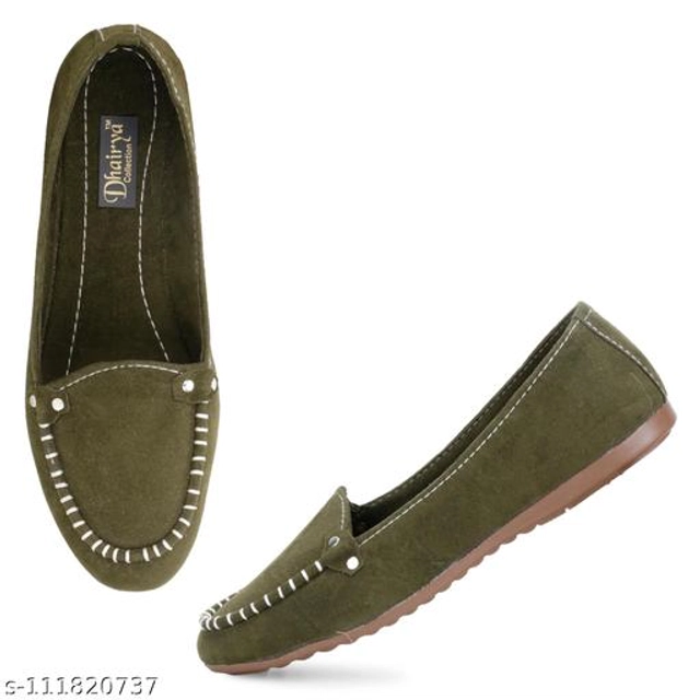 Loafers for Women (Olive, 3)