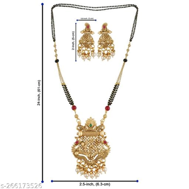 Alloy Mangalsutra with Earrings for Women (Multicolor, Set of 1)