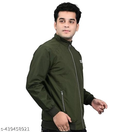 Polyester Jacket for Men (Olive, M)