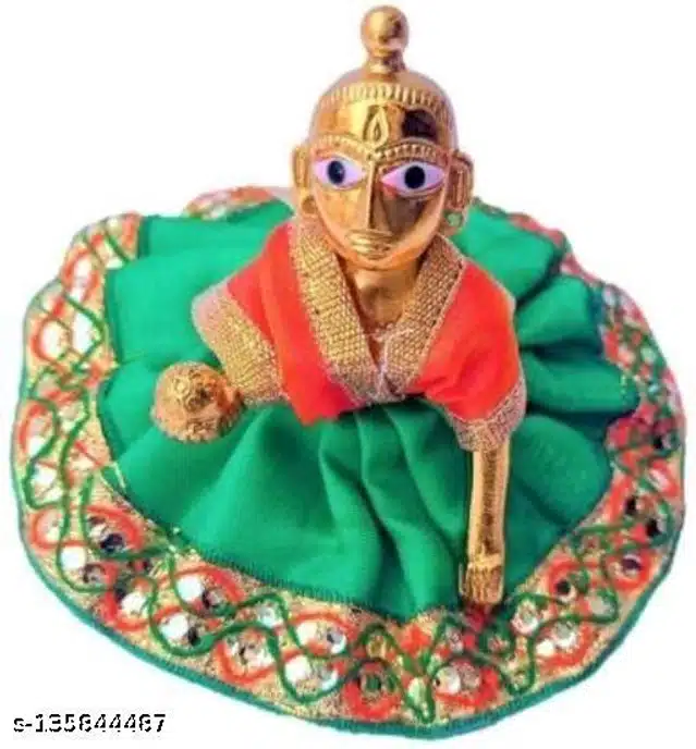 Fabric Laddu Gopalji Idol with 2 Pcs Poshak & Jewellery Set (Multicolor, Set of 3)