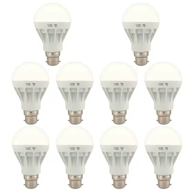 Plastic Premium Quality 7 Watt LED Bulb Cool Day for Home (White) (Pack of 10) (Lw-095)