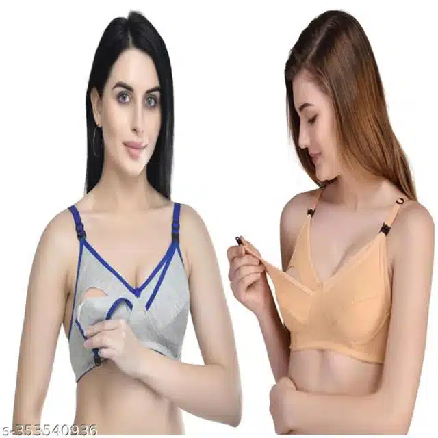 Polycotton Feeding Bra for Women (Assorted, XXL) (Pack of 2)