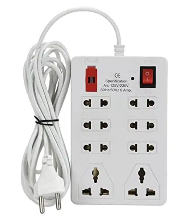 8 Universal Multi Plug Point Extension Board (White) (JJ-13)