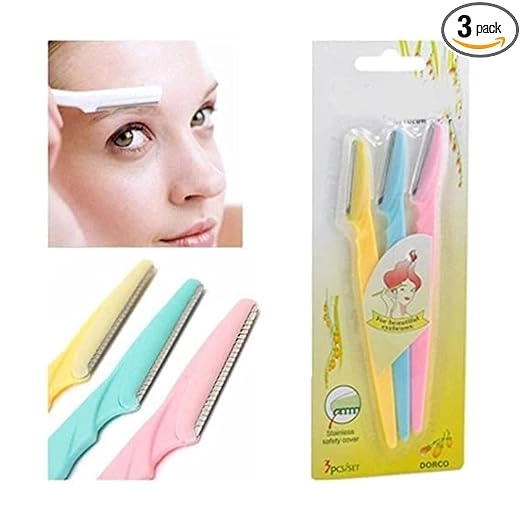 Plastic Face Hair Removal Razor for Women (Multicolor, Pack of 3)