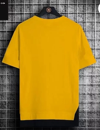 Round Neck Printed T-Shirt for Men (Mustard, S)