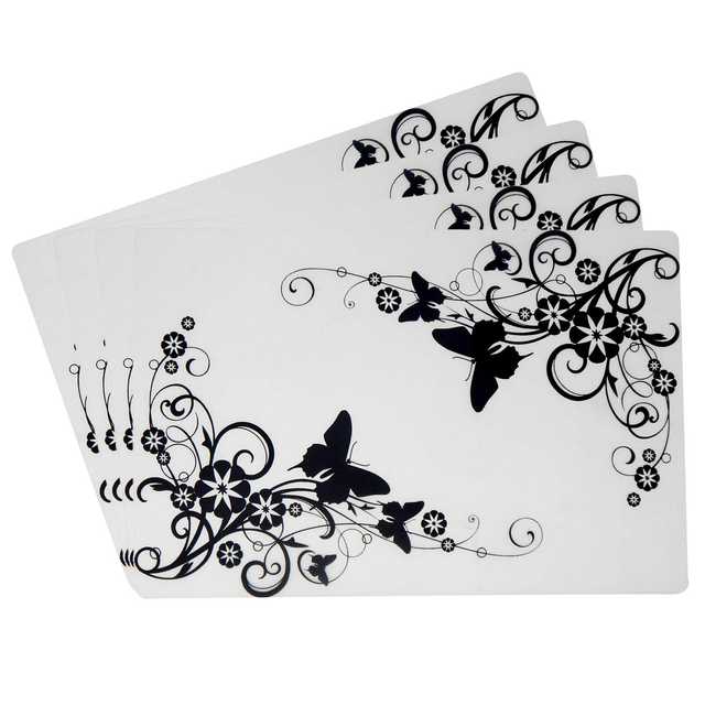 Multipurpose Refrigerator Mats (Black & White, 12 X 17 Inch) (Pack of 4) (W-48)