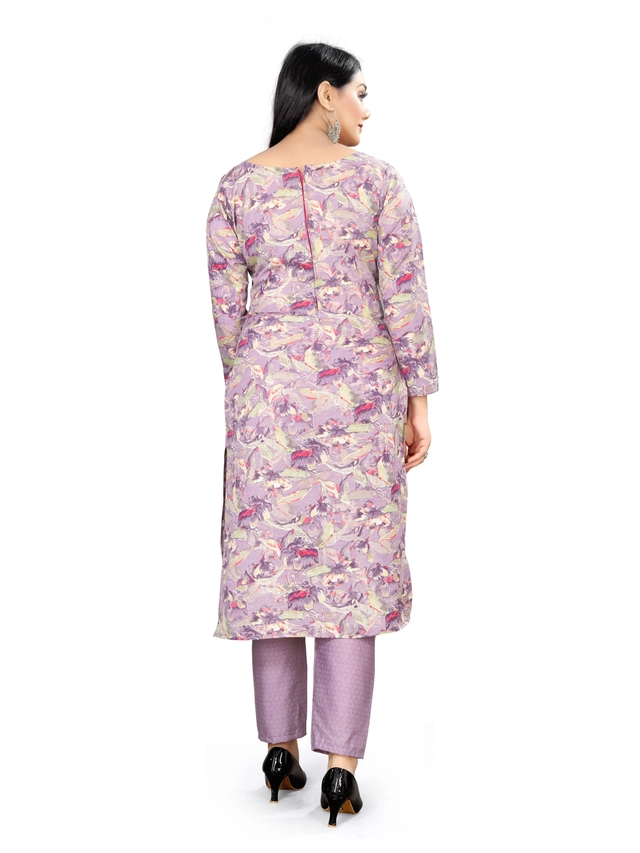 Cotton Blend Floral Unstitched Suits Fabrics for Women (Purple, 2 m)