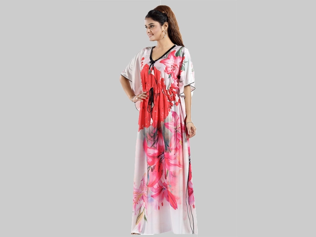 Satin Printed Nightdress for Women (Multicolor, Free size)