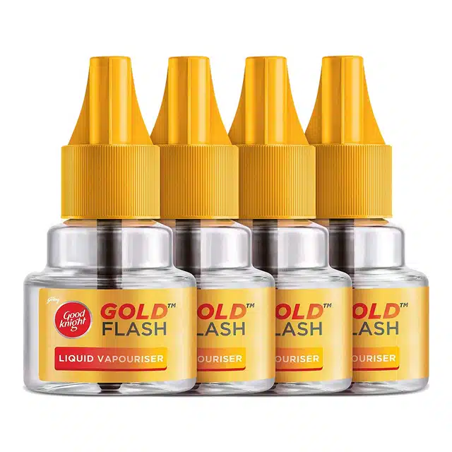 Good Knight Gold Flash Liquid Vapourizer - Mosquito Repellent Refill - Pack Of 4 (45 ml Each)