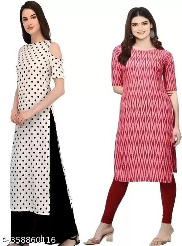 Crepe Kurtis for Women (Multicolor, S) (Pack of 2)