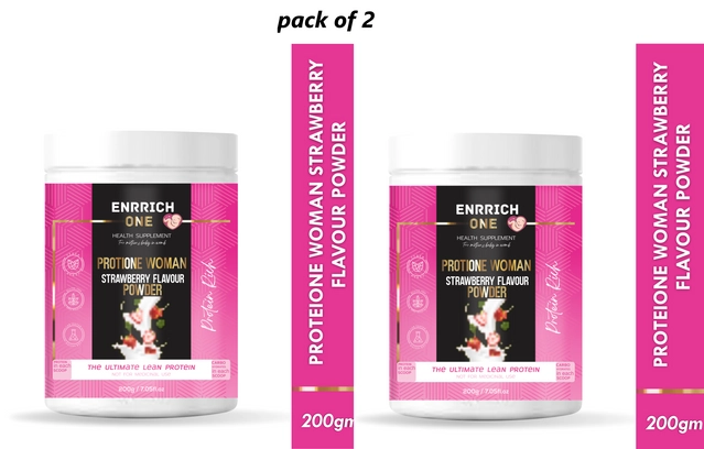 Enrrich One Protione Strawberry Flavoured Protein Powder for Women (200 g, Pack of 2)