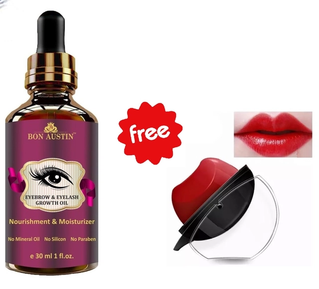 Bon Austin Eyebrow & Eyelash Growth Oil (30 ml) with Apple Shaped Lipstick (Red) (Set of 2)