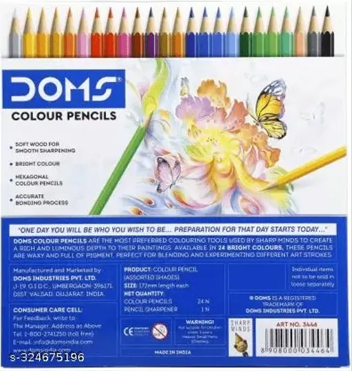 DOMS Color Pencils with free Sharpener (Full size, 24 Shades, Pack of 1)