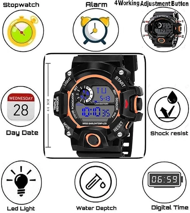 Digital Sports Watch for Men & Boys (Black)