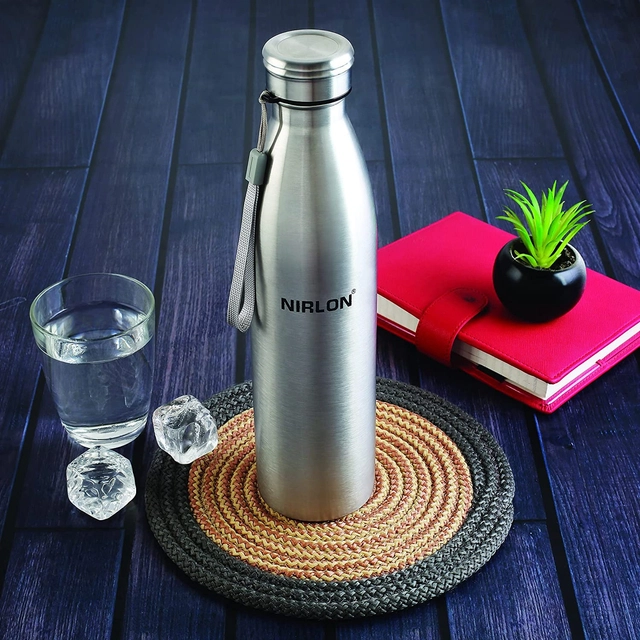 Nirlon Stainless Steel Single Wall Plain Water Bottle (1000 ml, Set Of 1)