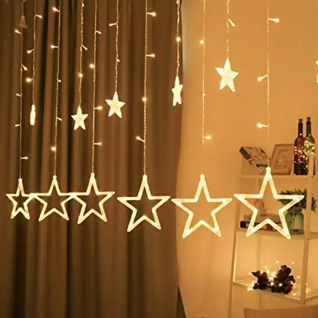 Plastic 12 Stars LED String Lights (Yellow, 2.5 m)