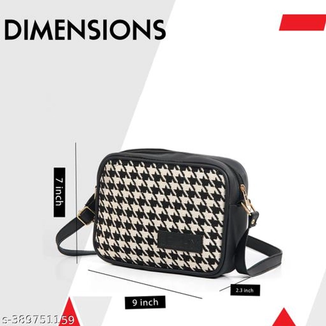 Canvas Cross Body Bag for Women (Black & White)