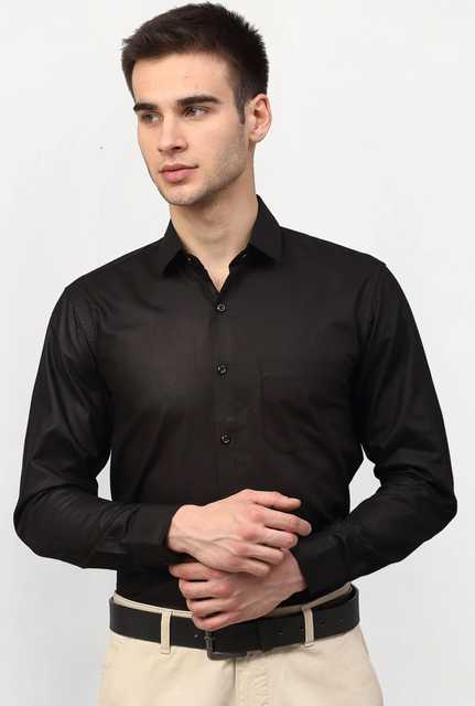 Casual Solid Shirt for Men (Black, XL) (AE-2)