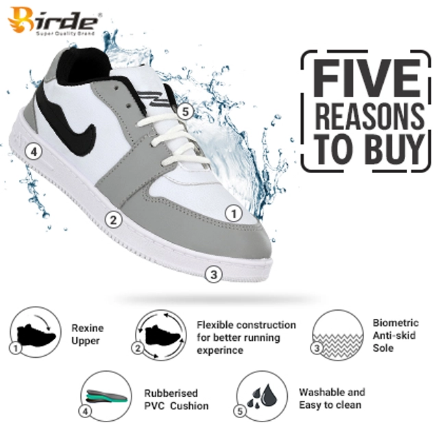 Casual Shoes for Men (White & Grey, 6)