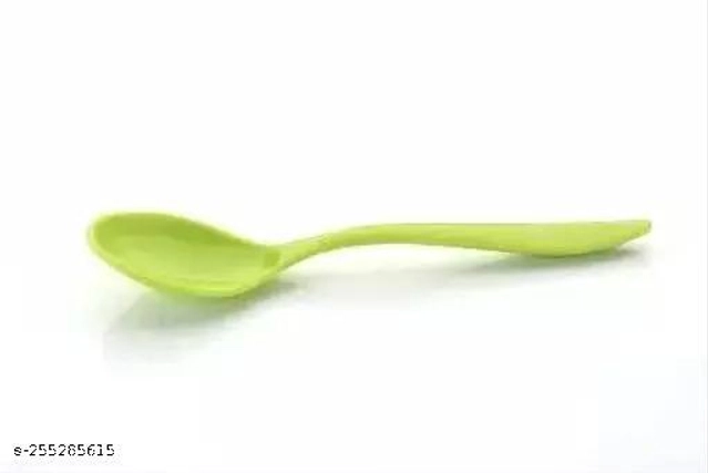 Plastic Table Spoons (Green, Pack of 10)