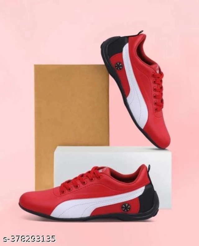 Sports Shoes for Men (Red & White, 6)