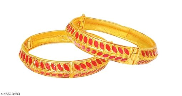 Brass Gold Plated Bangles for Women (Multicolor, 2.2) (Pack of 2)