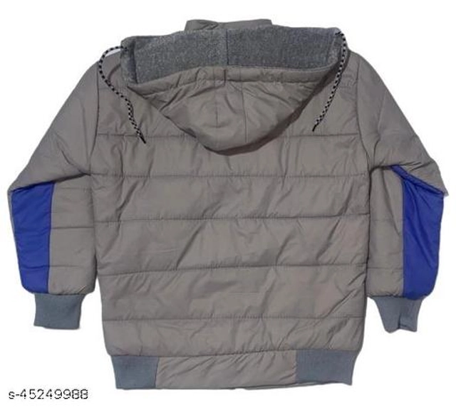 Polyester Jacket for Boys (Grey & Blue, 0-2 Months)