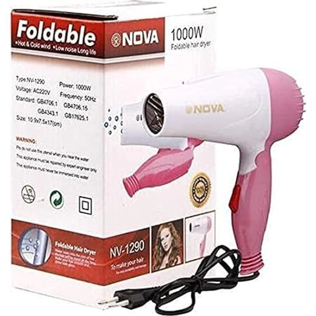 Professional Foldable Hair Dryer for Women (Pink, 1000 W)