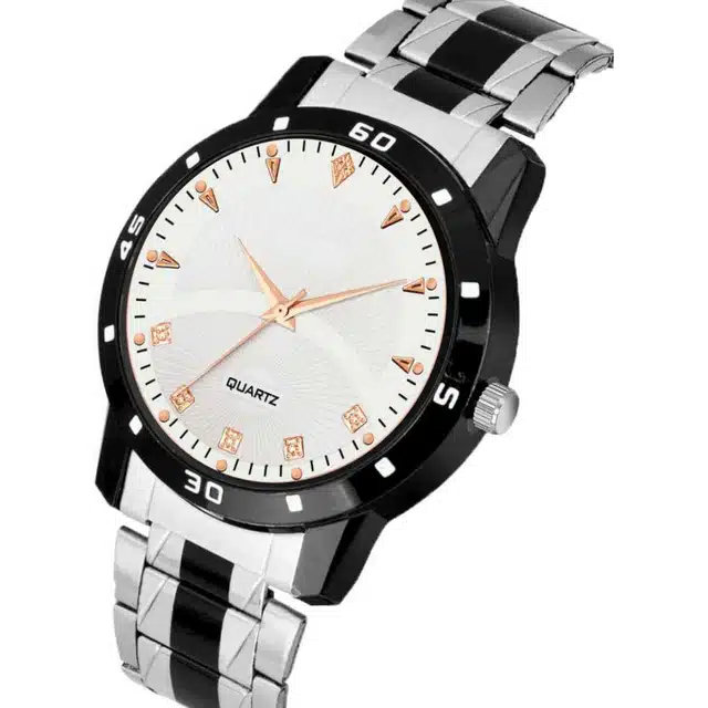 Analog Watch for Men (Silver & Black) (SN-101)