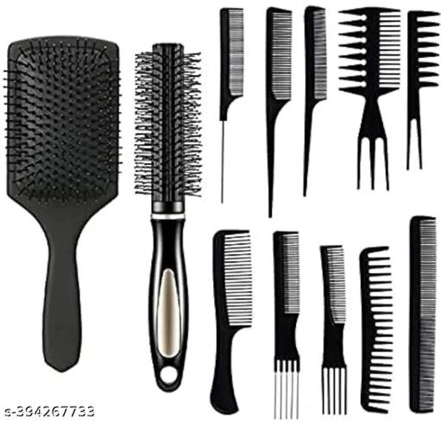 Plastic Hair Comb Set (Black, Set of 12)