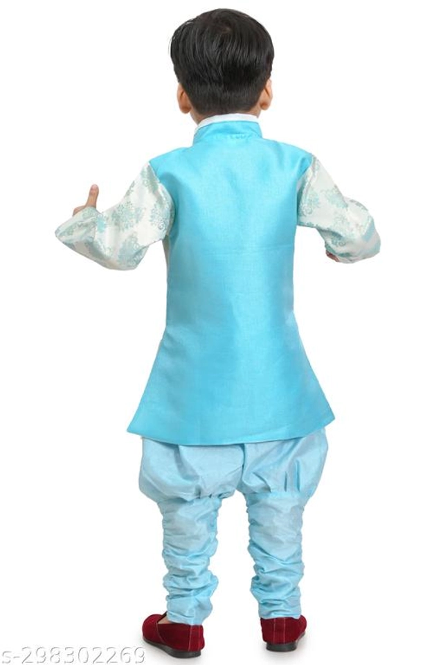 Cotton Blend Sherwani for Boys (Sky Blue, 3-4 Years)