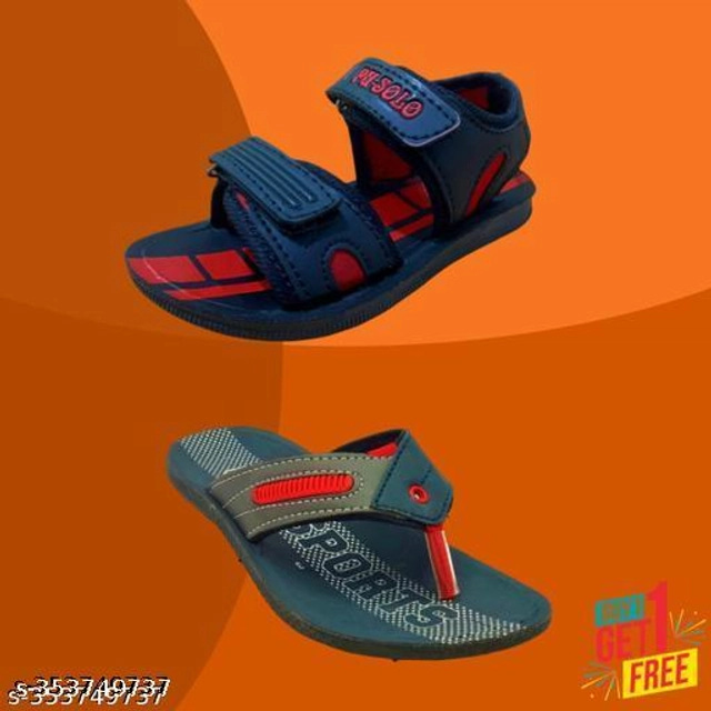 Sandal with Flipflop for Boys (Multicolor, 4-5 Years) (Pack of 2)