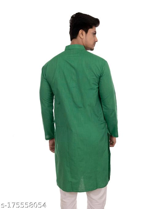 Cotton Blend Kurta for Men (Green, M)