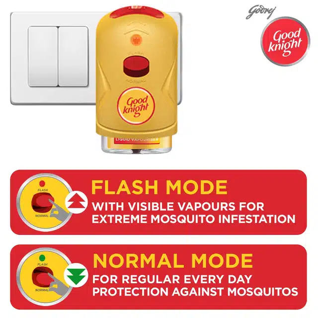 Good Knight Gold Flash Liquid Vapourizer - Mosquito Repellent Combo Pack - Machine + 3 Refills (45 ml Each)