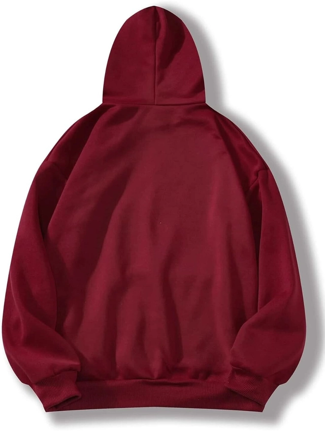 Cotton Blend Solid Hoodie for Men (Maroon, M)