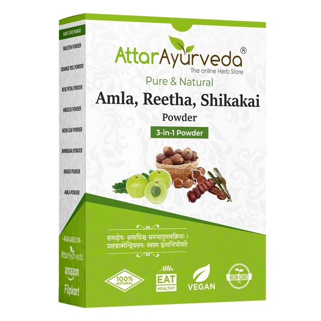 Attar Ayurveda Amla Shikakai Reetha Powder (200gm) Pack of 1