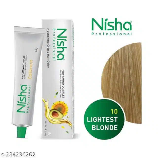 Nisha Professional Permanent Creme Hair Color (Lightest Blonde, 60 g)