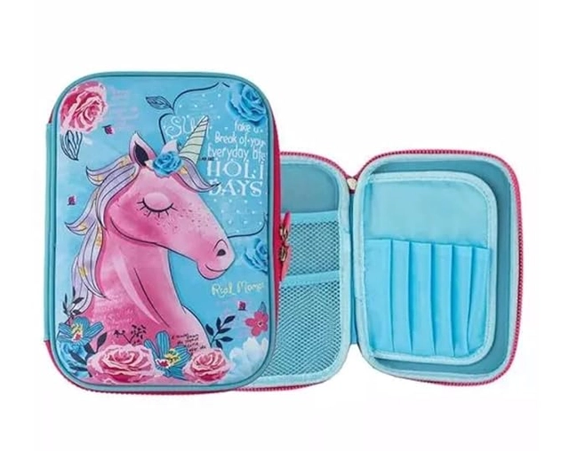 MINDFIT RVN Unicorn Hardtop EVA Pencil Pouch Case with Compartments Stationery Box for Kids (Large Capacity, Multicolour,Pack of 1)