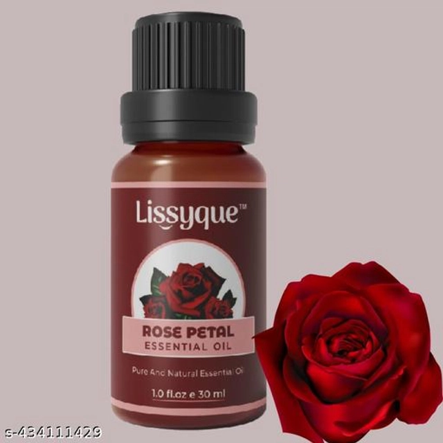  Lissyque Essential Rose Essential Oil For Face, Hair Growth, Skin Whitening & Lightening, Nails, Home Cleaning, Soap Making, Lips, Diffuser & Aromatherapy. 100% Natural, Undiluted, Pure & Therapeutic Grade Essential Oil, 30 ml (pack of 1)