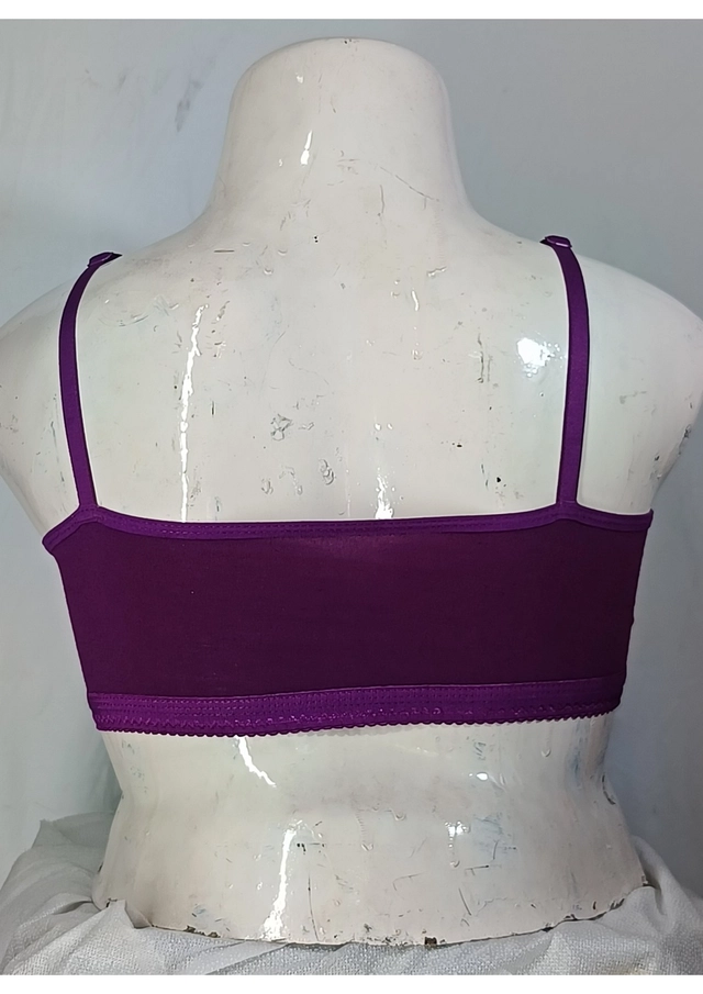 Cotton Solid Non-Padded Sports Bra for Women (Purple, 28)