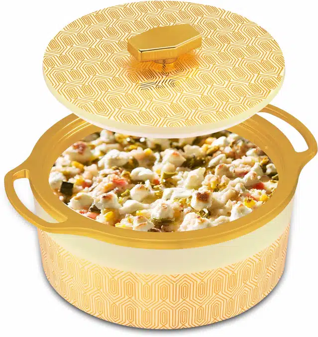 Casserole with Lid (Gold & Off White, 750 ml)