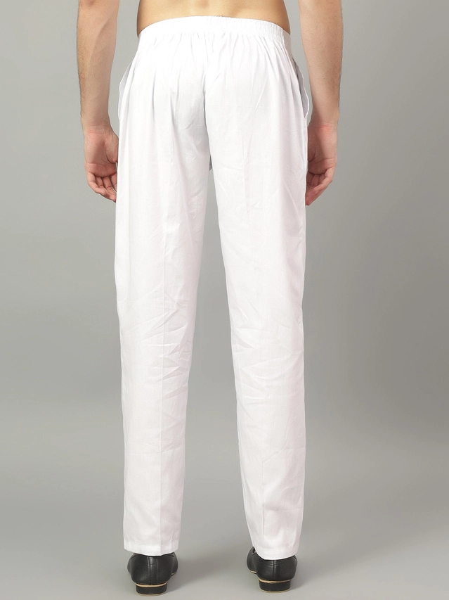 Cotton Blend Solid Pyjama for Men (White, S)