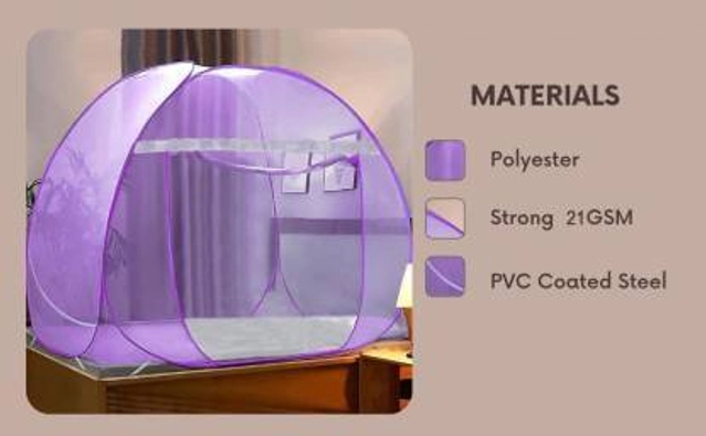 Polyester Washable Mosquito Net (Violet, 6x6 Feet)