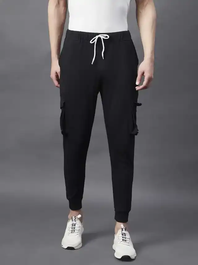 Buy online Black Cotton Joggers from bottom wear for Women by Rigo