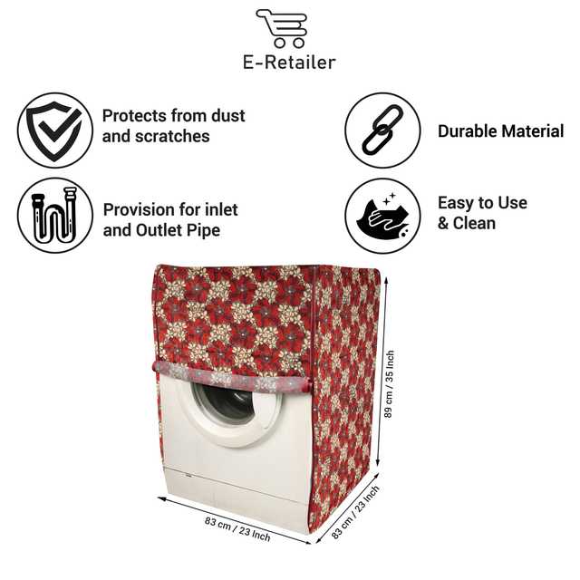 E Retailer Waterproof PVC Front Load Washing Machine Cover For 5kg to 8kg (Red, 23x23x35) (E-280)