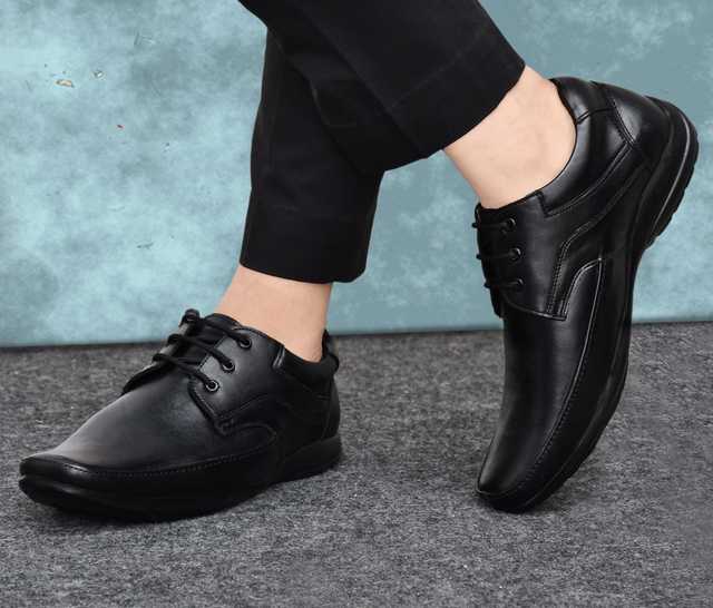 Genuine Leather Lace-Ups Formal Shoes for Men (Black, 6) (K171)
