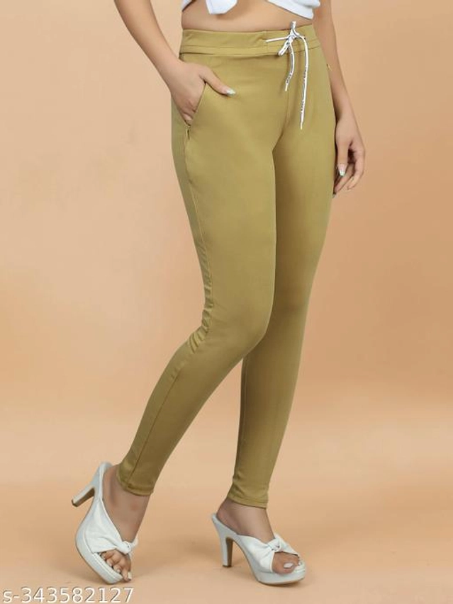 Lycra Jeggings for Women (Beige, 38)