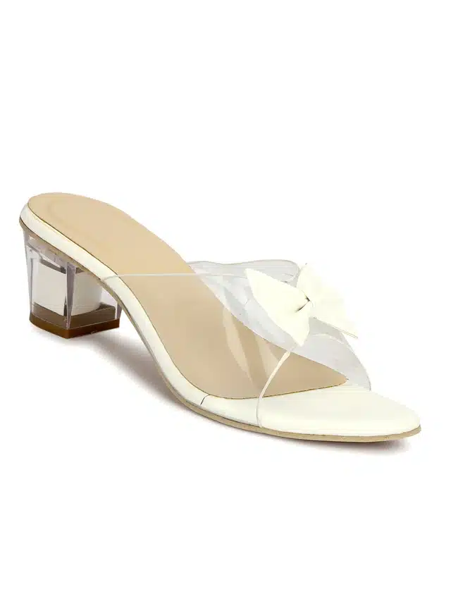 Heels for Women (Off White & Gold, 4)