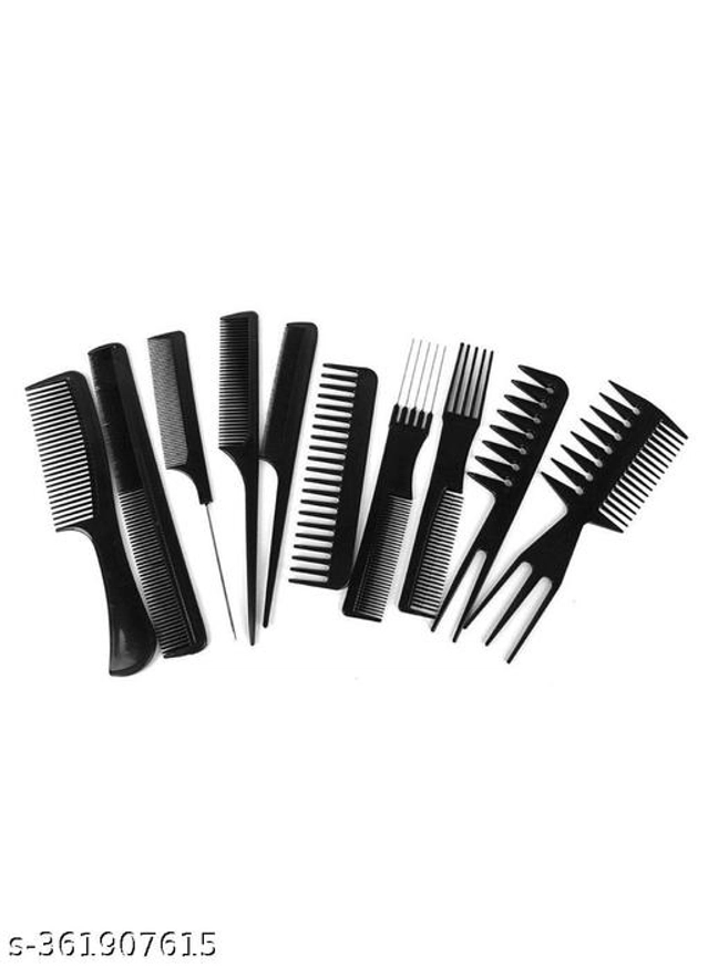 Plastic Hair Comb Set (Black, Set of 10)